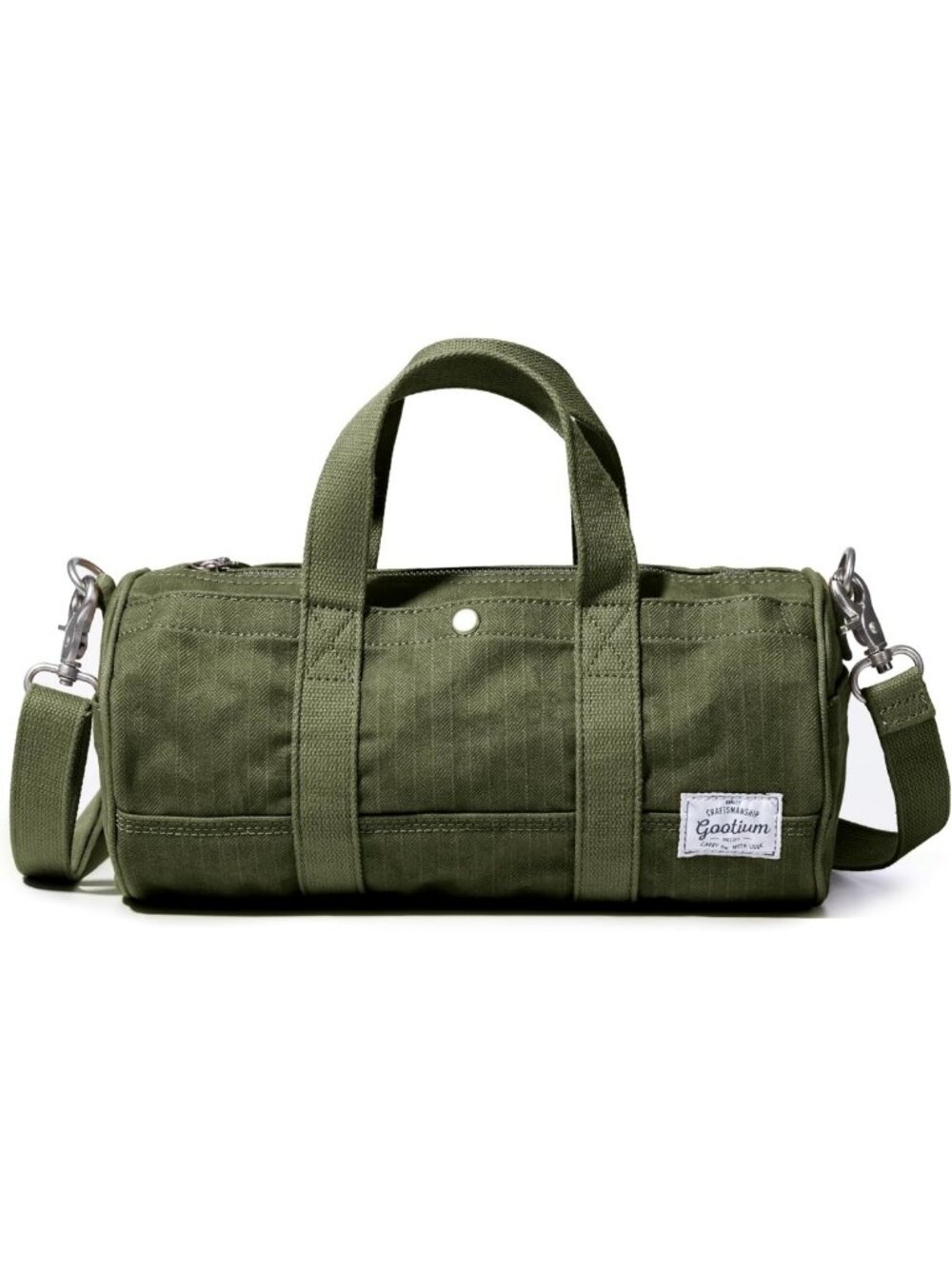 Stylish Herringbone Mini Duffle Bag | Canvas Crossbody Tote | Olive Green